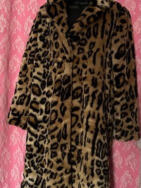 Forever 21 Leopard Print Faux Fur Trench Coat - Brown & Black